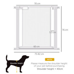 Pawhut Pressure Fit Safety Gate For Stairs W/ Auto Close 75-82 Cm - White - thumbnail 3