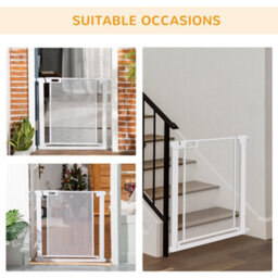 Pawhut Pressure Fit Safety Gate For Stairs W/ Auto Close 75-82 Cm - White - thumbnail 7