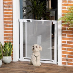 Pawhut Pressure Fit Safety Gate For Stairs W/ Auto Close 75-82 Cm - White - thumbnail 1