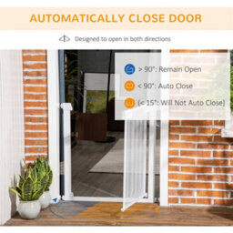 Pawhut Pressure Fit Safety Gate For Stairs W/ Auto Close 75-82 Cm - White - thumbnail 5