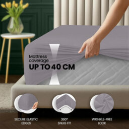 Aspire Homeware Grey Fitted Sheet 40 Cm Extra Deep Pocket Hypoallergenic Bed Sheet Microfiber (L)190Cm X (W)137Cm, Double - thumbnail 2