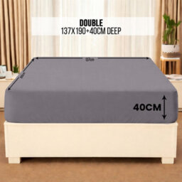Aspire Homeware Grey Fitted Sheet 40 Cm Extra Deep Pocket Hypoallergenic Bed Sheet Microfiber (L)190Cm X (W)137Cm, Double - thumbnail 7