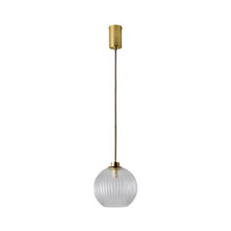 Valuelights Maddison Clear Ribbed Glass Shade Brushed Gold Ceiling Pendant Light With Bulb - thumbnail 7