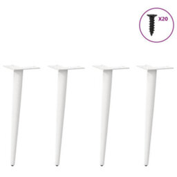 Berkfield Coffee Table Legs Conical Shape 4 Pcs White 30-31 Cm Steel - thumbnail 3
