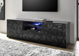 FurniComp LTD Funicomp Evora 2 Door 1 Drawer Grey Gloss Large Tv Stand - thumbnail 1