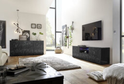 FurniComp LTD Funicomp Evora 2 Door 1 Drawer Grey Gloss Large Tv Stand - thumbnail 4