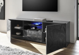 FurniComp LTD Funicomp Evora 2 Door 1 Drawer Grey Gloss Large Tv Stand - thumbnail 2