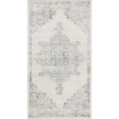 Livabliss Roma-Vintage Off-White Grey Charcoal Traditional Boho Living Dining Bedroom Rug 80 X 150 Cm Easy Care, Non Shedding - image 1