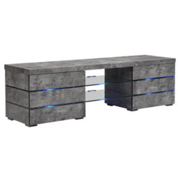 Furniture in Fashion Svenja Tv Stand With Storage For Living Room And Bedroom, 1500 Wide, Led Lighting, Media Storage, Concrete Effect Finish - thumbnail 2