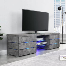 Furniture in Fashion Svenja Tv Stand With Storage For Living Room And Bedroom, 1500 Wide, Led Lighting, Media Storage, Concrete Effect Finish - thumbnail 1