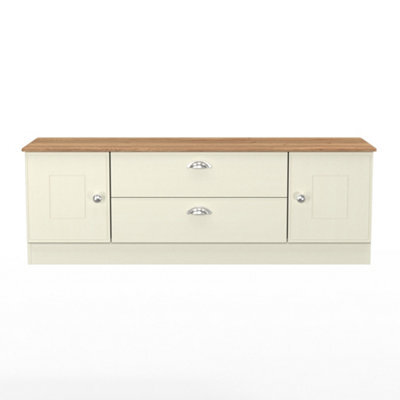 Albert 2 Door 2 Drawer Superwide TV Unit (Ready Assembled) in Cream Ash & Oak - image 1