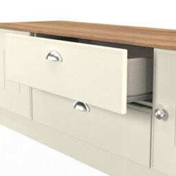 Albert 2 Door 2 Drawer Superwide TV Unit (Ready Assembled) in Cream Ash & Oak - thumbnail 4