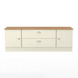 Albert 2 Door 2 Drawer Superwide TV Unit (Ready Assembled) in Cream Ash & Oak