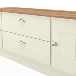 Albert 2 Door 2 Drawer Superwide TV Unit (Ready Assembled) in Cream Ash & Oak - thumbnail 2
