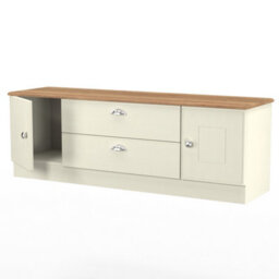 Albert 2 Door 2 Drawer Superwide TV Unit (Ready Assembled) in Cream Ash & Oak - thumbnail 3