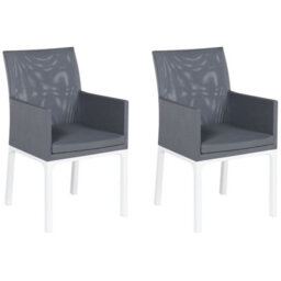 Beliani Set Of 2 Garden Chairs With Cushions Bacoli Fabric Dark Grey