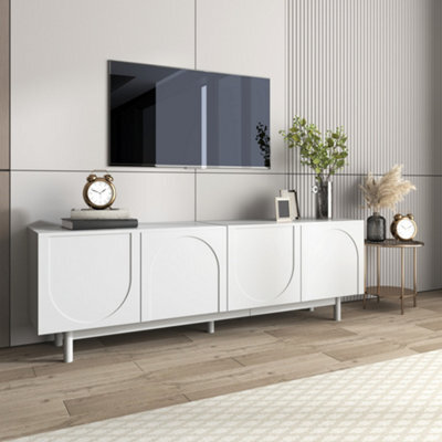 Btm Modern White Tv Cabinet 175 X 38 X 56 Cm, Adjustable Shelves, Lightweight Lowboard Tv Furniture In Luxury Style - image 1