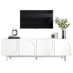 Btm Modern White Tv Cabinet 175 X 38 X 56 Cm, Adjustable Shelves, Lightweight Lowboard Tv Furniture In Luxury Style - thumbnail 7