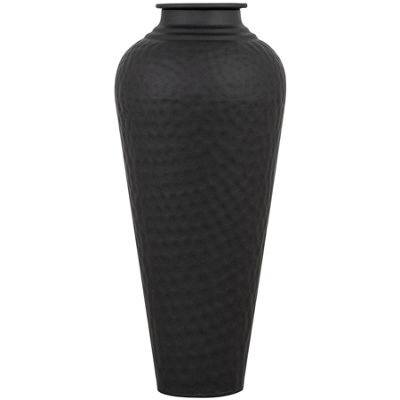 Matt Black Hammered Vase With Lid - image 1