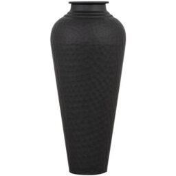Matt  Black  Hammered  Vase  With  Lid