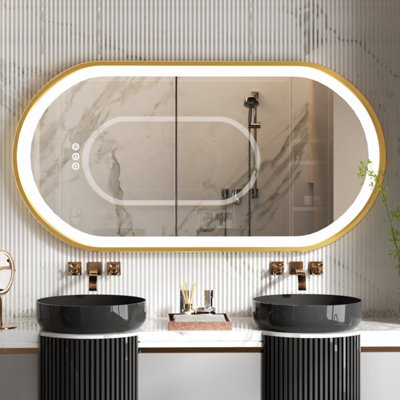 Luvodi 1200X600mm Oval Led Bathroom Mirror Illuminated Light Innovative Makeup Mirror, Anti-Fog - image 1