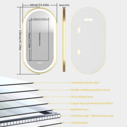 Luvodi 1200X600mm Oval Led Bathroom Mirror Illuminated Light Innovative Makeup Mirror, Anti-Fog - thumbnail 2