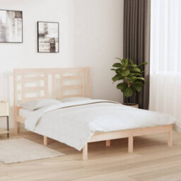 Berkfield Bed Frame Solid Wood Pine 140X190 Cm - thumbnail 1