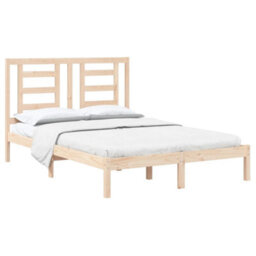 Berkfield Bed Frame Solid Wood Pine 140X190 Cm - thumbnail 3