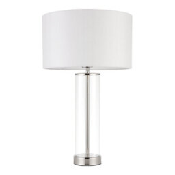 Anson Lighting Seeley Table Light Finished In Bright Nickel Plate, Clear Glass And Vintage White Fabric - thumbnail 2