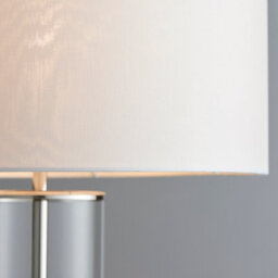 Anson Lighting Seeley Table Light Finished In Bright Nickel Plate, Clear Glass And Vintage White Fabric - thumbnail 3