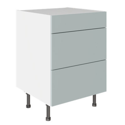 Kitchen Kit Aquamarine Supermatt Slab Door Base Unit Cabinet 3 Drawer Soft Close Flatpack - 600X720mm - image 1