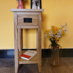 Nightstand Tables, Oak Compact Side Table With Drawer And Shelf, Bedside Cabinet - Fully Assembled - 36W X 36D X 74H - thumbnail 1