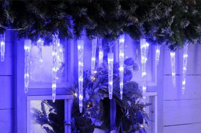 Festive 24 Colour Changing Icicle Christmas Lights White To Blue