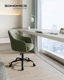 LEDREM Office Chair, Swivel Chair, Desk Chair, Makeup Vanity Chair, Adjustable Height, Armrests, 110 Kg Load