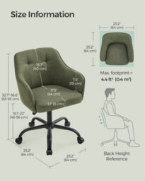 LEDREM Office Chair, Swivel Chair, Desk Chair, Makeup Vanity Chair, Adjustable Height, Armrests, 110 Kg Load - thumbnail 9