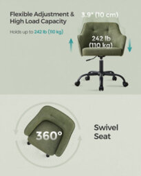 LEDREM Office Chair, Swivel Chair, Desk Chair, Makeup Vanity Chair, Adjustable Height, Armrests, 110 Kg Load - thumbnail 7