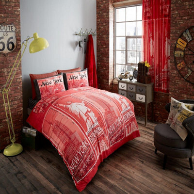 Smart Living Duvet Cover With Pillowcases Polycotton Quilt Bedding Covers Comfy Breathable Comforter Cover Set - Red - image 1