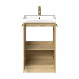 Affine Fluted 500mm Bathroom Vanity Unit Basin Floorstanding Cupboard Soft Close Oak - thumbnail 5