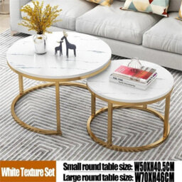 Nesting Round Coffee Tables Set, Stacking Side End Tables For Living Room Home Furniture - thumbnail 5