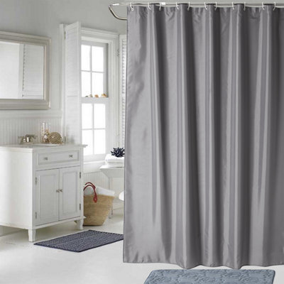Neel Blue Grey Polyester Shower Curtain, Water-Resistant Bathroom Curtain With 12 Hooks - 180X200Cm - image 1