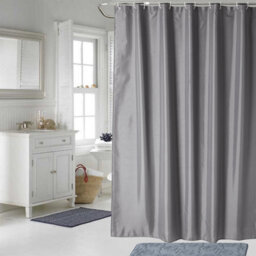 Neel Blue Grey Polyester Shower Curtain, Water-Resistant Bathroom Curtain With 12 Hooks - 180X200Cm - thumbnail 1