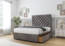 "Comfort Winslow Slate Naples Divan Bed Base 4 Drawers - 26"" Strutted  4'6 Double" - thumbnail 5