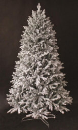 Shatchi 7Ft Frosted Snow Flocked Green Oregon Pine Tips Bushy Artificial Christmas Tree Festive Decorations - thumbnail 3