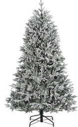Shatchi 7Ft Frosted Snow Flocked Green Oregon Pine Tips Bushy Artificial Christmas Tree Festive Decorations - thumbnail 1