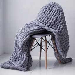 Living And Home Warm Comfortable Chunky Soft Handwoven Knitted Chenille Throw Blanket 150Cm L X 100Cm W Grey - thumbnail 1