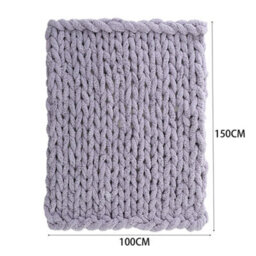 Living And Home Warm Comfortable Chunky Soft Handwoven Knitted Chenille Throw Blanket 150Cm L X 100Cm W Grey - thumbnail 5