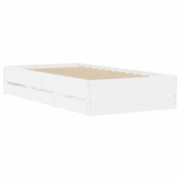 Berkfield Bed Frame With Drawers Without Mattress White 75X190 Cm Small Single - thumbnail 7