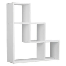 Urbn-Living Urbnliving Height 56Cm Lyon 3 Step Wooden Floating Wall Mounting Colour White Shelf Display Unit Book Storage Decor - thumbnail 1