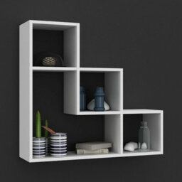 Urbn-Living Urbnliving Height 56Cm Lyon 3 Step Wooden Floating Wall Mounting Colour White Shelf Display Unit Book Storage Decor - thumbnail 2