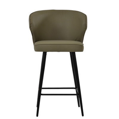Lakeland Furniture Colby Taupe Faux Leather Black Fixed Leg Base Bar Stool - image 1
